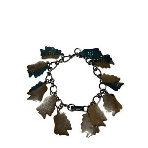 Vintage Nicholson Silver Tone Twelve Apostles Biblical Charm Bracelet 7 Inch
